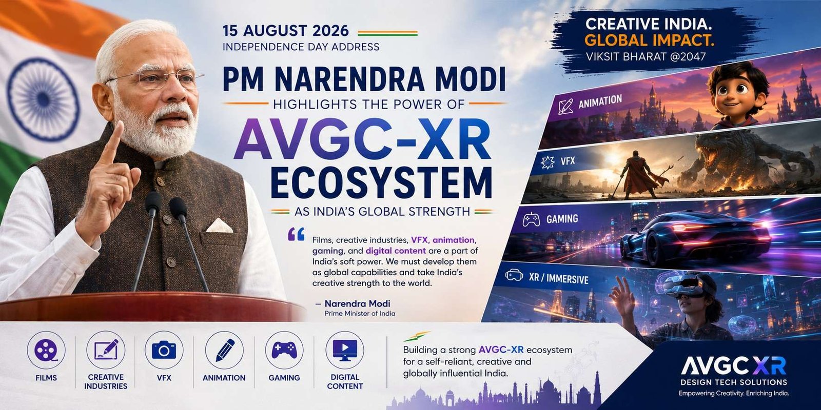 PM Modi Independence Day 2026 Speech: AVGC XR as India Soft Power